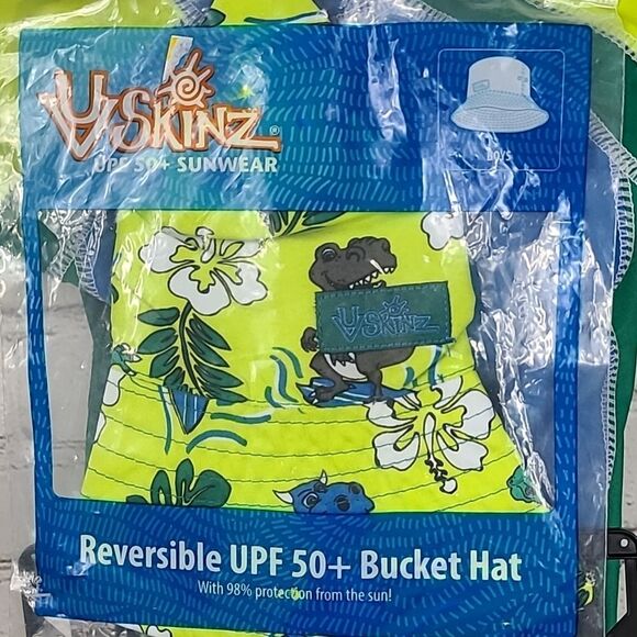 NWT UV Skins Rashguard + Bucket Hat 12/18M Blue Surf-A-Saurus Dino Swim UPF 50+ - Picture 4 of 11